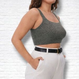 Everlane The Cozy Stretch Tank Lilac Purple Cropped Wool Blend Top Size L